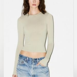 Skims Soft Smoothing Seamless Long Sleeve Shirt Top Green Small NWOT